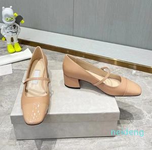 Elbise ayakkabıları retro Mary Janes moda inci dekor yüksek topuklu gündelik kare ayak parmağı bayanlar tek tıknaz topuk zapatos de mujer