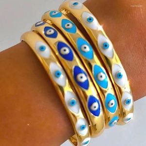 Bangle nicho design sentido gota de óleo olho do diabo pulseira de aço inoxidável para mulheres ins estilo moda retro titânio aberto