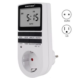 Timers UE Tipo de nós elétricos 7 dias Programáveis ​​Plug-in de parede do plug-in digital Timer Digital Switch Timer Socket Power 220V 110V AC 230422