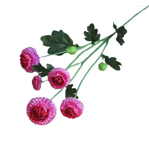 Dekorative Blumen 1pc Simulation Frühling Daisy 5 Köpfe Home Decor Künstliche Chrysantheme Mit Blatt Gefälschte Blume Für Dekoration