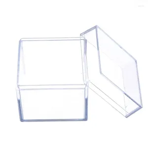 Jewelry Pouches Square Transparent Plastic Bead Storage Container Box For Storing Beauty Products Accessories And Other Items 4XBF