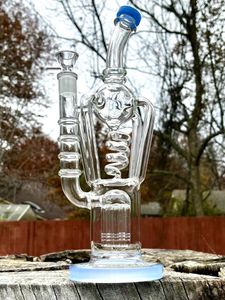 Freezable Coil Bong Arm tree Perc Klein Recycler Oil Rigs Smoke Pipe Thick glass Water bongs Percolator Waterpipe Hookahs Ashcatcher with 14