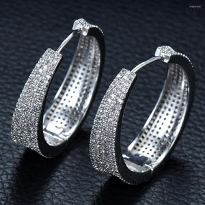 Kolczyki Hoop Hibride Luksus Big For Kobiety Wedding Cubic Cydron Earring Dubai Bridal Circle E-842