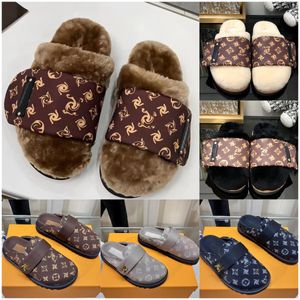 Designer shoes Sandals Women Cosy Clog Slippers Winter Comfort Luxury Fur Fluffy Slippers Sunset Flat Mule Sandal casual fashion brand shoes with box