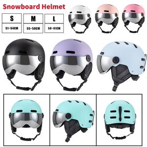 Ski Helmets Protective Cap Windproof Snow Helmet with Detachable Glasses ABS Shell and EPS Foam for Skiing Skateboard Snowboarding 231122