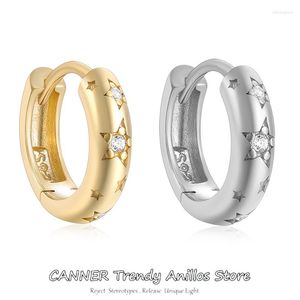 Hoop Coldings Canner 925 Sterling Srebrny Chunky For Women Ear Akcesoria z gwiazdą cyrkonu Huggies Kolerowanie biżuterii