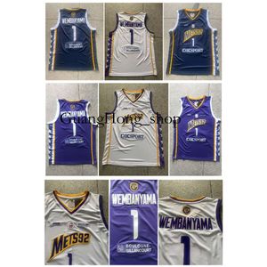 GH Victor Wembanyama Mets 92 Jersey Basketball Jerseys White Blue Purple Size S-XXL