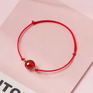 Charme pulseiras simples mulheres artesanais onyx vermelho ágata grânulo corda fina corda pulseira para mulheres casais