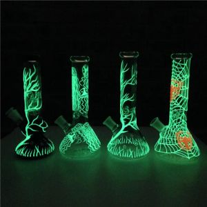 NOWA Jellyfish UV Beaker Bongs Glow in the Dark Bong Glass Water Rure 4 Arm Tree Percolator Dab Rigs z Downstem Bowl Bj