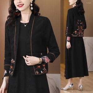 Ethnic Clothing 2023 National Flower Embroidery Short Coat Women Chinese Vintage Cotton Linen Cardigan Traditional Tang Suit Hanfu Jacket
