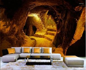 Wallpapers Papel De Parede Custom Wallpaper 3d Original Cave Stone Three Large-scale Sofa Background Wall Papers Home Decor