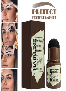 Kvinnor Ett steg Eyebrow Enhancers Brown Stamp Shaping Kit Hairline Repair Powder med 10 PCS Eyebrow Card6139638