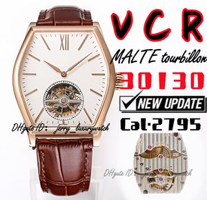 VCR Luxury Men's Watch 30130 Malte Tourbillon Watch, 38x48mm, nuovo movimento meccanico CAL.2795. Specchio zaffiro, botte di vino, oro bianco