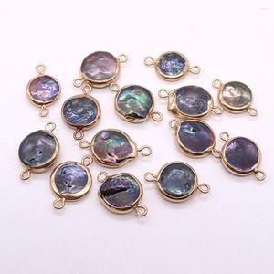 Pendant Necklaces Natural Freshwater Pearl Connector Pendants For Jewelry Making Necklace Bracelet DIY Irregular Disc Shape Flat Round