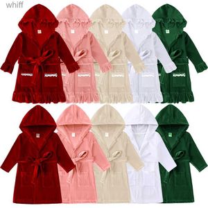 Toalhas Robes 5 Cores Inverno Natal Crianças Bebê Gilrs Meninos Veludo Manga Longa Casacos Noite Vestido Pijama Night-Robe Hoodie Crianças OutfitsL231123