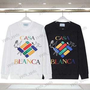 Moletom com capuz masculino CASABLANCA Casa Hoodies Cor Impressão Algodão Casaco Preto Branco 2023 Alta Qualidade Homens Mulheres Oversize O-pescoço Manter Quente Manga Longa T231123