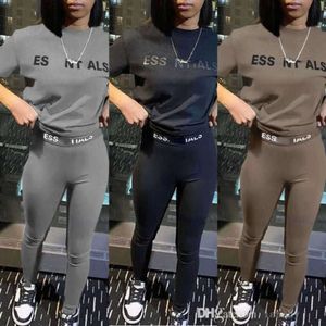 Designer Womens TrackSuits Silm Spodnie SIT DWA kawałki Zestaw Jogger 2023 Nowe litery nadrukowane rajstopy z krótkim rękawem Spirs 6 kolorów