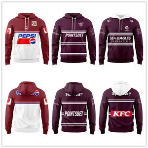 2023 2024 New Manly Warringah Sea Eagles Rugby Felpa con cappuccio Sportwear Pullover Outdoor Felpe con cappuccio