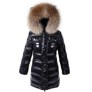 Giacca da donna Parka invernale Piumino lungo Piumino lungo naturale Collo in vera pelliccia di procione Cappotto impermeabile da donna in piumino di lusso 231123