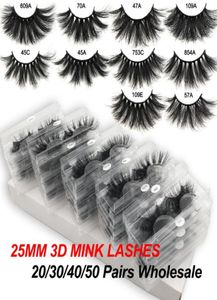 Falsche Wimpern 20304050 Paar 25 mm 3D-Nerzwimpern Bulk Whole Dramtic Long Full Eyelasehs Vendors Makeup9376716