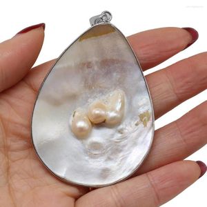 Collane con ciondolo Conchiglia naturale Forma ovale Madreperla bianca Ciondoli squisiti per la realizzazione di gioielli Accessori per collana di personalità fai-da-te