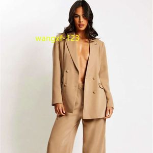 Terno blazer duplo de grandes dimensões totalmente forrado feminino personalizado de fábrica na China