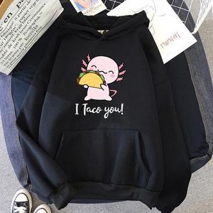 Erkek hoodies tişörtü sevimli çizgi film aksolotl grafik erkek hoodie adam kawaii giyim hip hop harajuku büyük boy erkek kıyafetleri