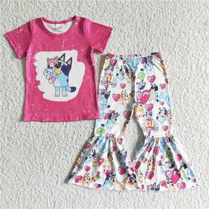 T skjortor mode baby flickor tecknad tryck söt långärmad klänning grossistbutik barn kläder rts kjol 230422