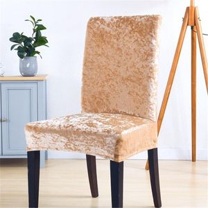 Stol täcker spandex fast färg sammet elastisk skrivbordssätesslipcovers för hem el bankett bröllop universal housse de chaise