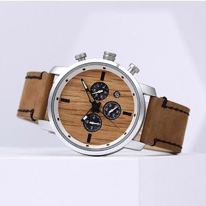 Wristwatches Leather Watch Straps Men's Wood Surface Wooden Quartz Wrstwatches Multifunctional Luminous Waterproof Sports Watches For