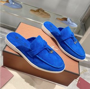 Loro Top Mule Piana Slippers Slippers Flats Lp Lpers Heal Suede Moccasin Size 35-42 Luxury Designer Shoes Summer-Slip-Ons Deep Ocra Babouche Charms