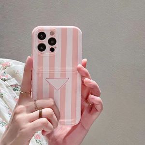 Designer Stripe Creamy Summer Dopamine Trend Phone Cases for Apple iPhone 14 13 12 11 Pro Max Luxury Soft Silicone Full-body Mobile Cell Back Covers Fundas Coque Pink