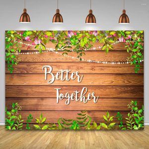 Party Decoration Wood Plank Wall Green Leave Custom Name Bridal Pocall Backdrop Women Girls Birthday Background Baby Shower Banner