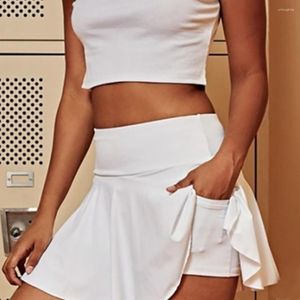 Kjolar enkel löpning skort solid färg falska två stycken lady yoga shorts kjol höft lift ren färger atletisk gymnastik