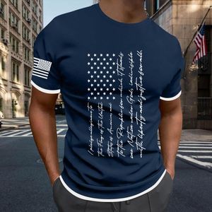 Herren-T-Shirts, dehnbar, für Herren, Pizza-Planet-Shirt, Herren-Independence Day-Flaggendruck, zwei genähte Frühjahr/Sommer-Freizeit-Sport-Badeoberteile