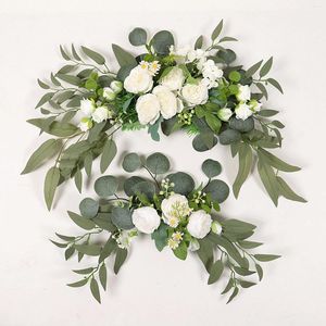 Decorative Flowers Artificial Wedding Arch Kit Floral Decoration Plastic Pendant Ceremony Background Birthday Two Piece Set Welcome