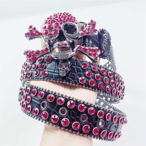 20% rabatt designer New Diamond Skull Pu Leather Unisex Fashion Ball Stone Belt