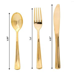 Dinnerware Sets 10Set Plastic Cutlery Set Rose Gold Disposable Knife Fork Spoon Western Forks Three Piece Kit Festive Tableware