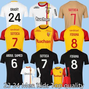 Maillot 23 24 RC Lens Soccer Jerseys Home Yellow Saint-Barbe Kakuta Openda Ganago Sotoca Fofana Champions Leagues Edition 2023 2024 3rd Enfants Notre Sang Estor Kids