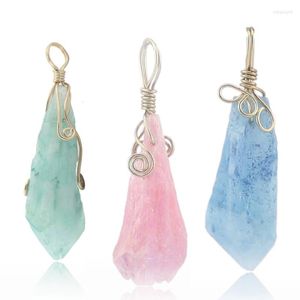 Pendant Necklaces Original Natural Mineral Quartz Stone Irregular Ore Rock Crystal Pillar Charm For Women Necklace Healing Jewelry