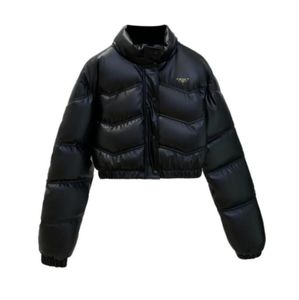 Jaqueta de couro PU feminina inverno jaqueta puffer manga comprida acolchoada de algodão quente jaquetas de grife casaco feminino