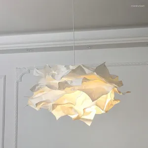 Pendant Lamps Handmade DIY For Restaurant Cloth Shop Lighting White Paper Hanging Light Ceiling Luminaire E27