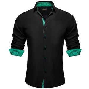 Men's Casual Shirts Mens Solid Black and Green Check Paisley Polyester Shirts Luxury Men Clothing Wedding Party Dress Cotton Shirt Blouses 231122