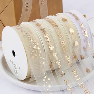 Julekorationer 25 Yard Happy Birthday Ribbons Lover Wedding Event Party Decoration Baking Bouquet Bow Card Presents Box Packaging Decor 231123