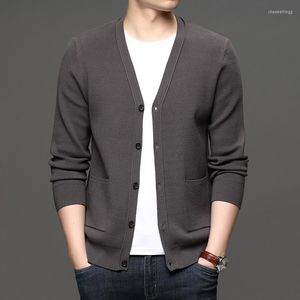 Herrtröjor man långärmad knapp upp stickad tunna koreansk stil plus size cardigan xxxl blå svart stickad topp tröja casual outwear pojkar