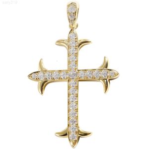 Cross Pendant for Men 10k Real Yellow White Rose Gold Platinum Crucifix Halsband för män och kvinnor Zircon 23st/27 st