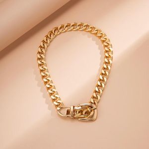 Ketten Metall Vintage Punk Übertreibung Gürtelschnalle Chunky Choker Halskette Dicke Kette Schlüsselbein Link