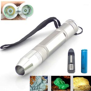 Latarki pochodnie potężna biżuteria Jade LED kamienna blask Flash Light Torch Aluminium białe żółte źródło identyfikacja