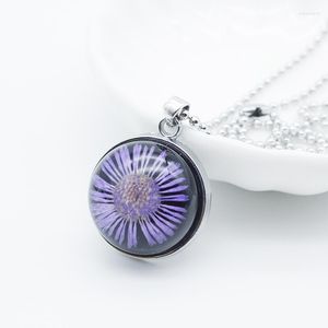 Pendant Necklaces 1Pcs Handmade Real Plant Dried Flower Necklace Natural Resin Epoxy For Women Charm Jewelry Wholesale