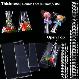 Present Wrap Transparent Flat Open Top Candy Bag Opp Plastic Cellophane Lollipop Packing Cookies Packaging Wedding Party Small S 230422